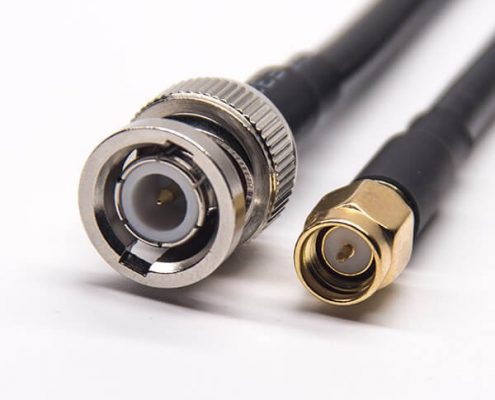 屏蔽线BNC接头公头直式转SMA公头直式同轴线缆接RG223 RG58
